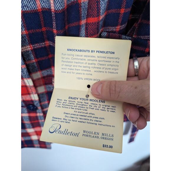 Pendleton Knockabouts 1960s Plaid Wool Shirt Blazer Red White Blue Made in USA - Picture 8 of 14